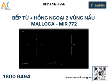 Bếp điện từ 2 vùng nấu kết hợp Malloca  MIR 772 - Made in Spain 